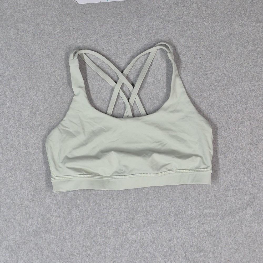 Lululemon Women Sports Bra 8 Light Green Energy Wireless Jersey Crossback